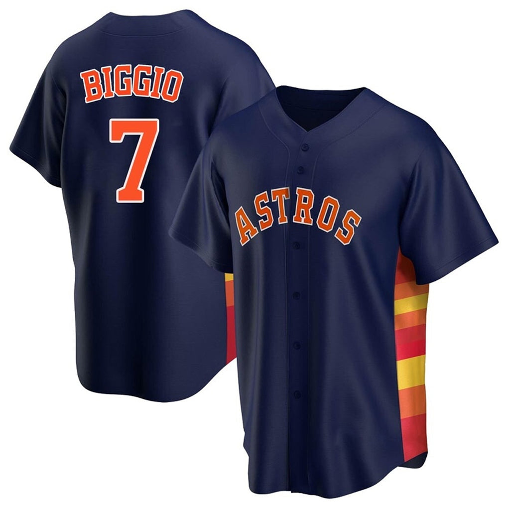H.Astros #7 Craig Biggio Player Navy Home Game Gdoa Stitched Jerseys