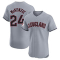 C.Guardians #24 Triston McKenzie Player Gray Road Limited Elite Home Gdoa Stitched Jerseys