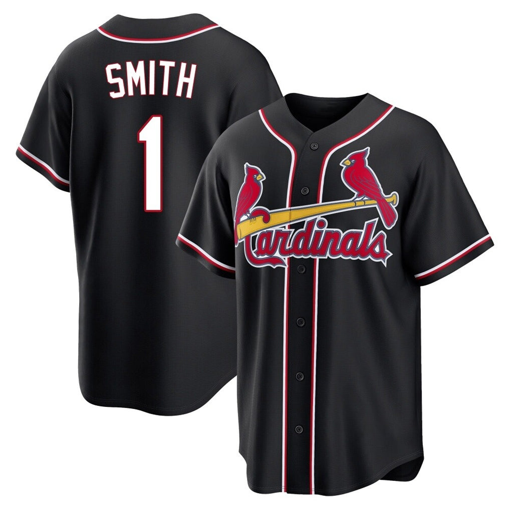 St. Louis Cardinals #1 Ozzie Smith Player Black Carbon Fashio Game Stitched Jerseys