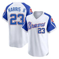A.Braves #23 Michael Harris II Player White Throwback Cooperstown Collection T-shirt Game Gdoa Stitched Jerseys