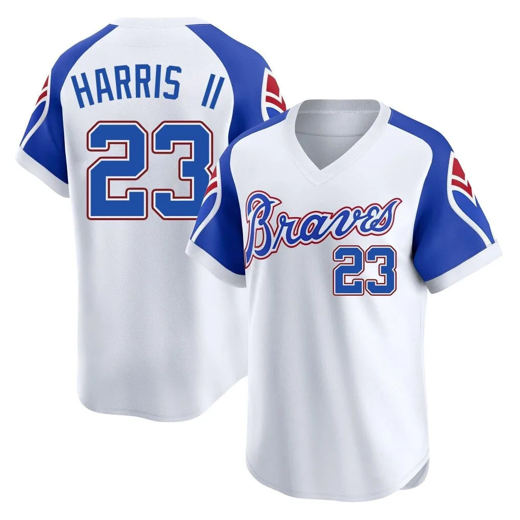 A.Braves #23 Michael Harris II Player White Throwback Cooperstown Collection T-shirt Game Gdoa Stitched Jerseys