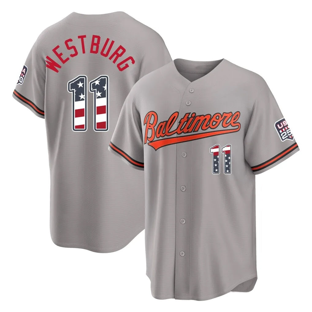 B.Orioles #11 Jordan Westburg Player Gray USA 250 Fourth of July Home Game Gdoa Stitched Jerseys