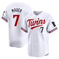 M.Twins #7 Joe Mauer Player White Home Limited Gdoa Stitched Jerseys