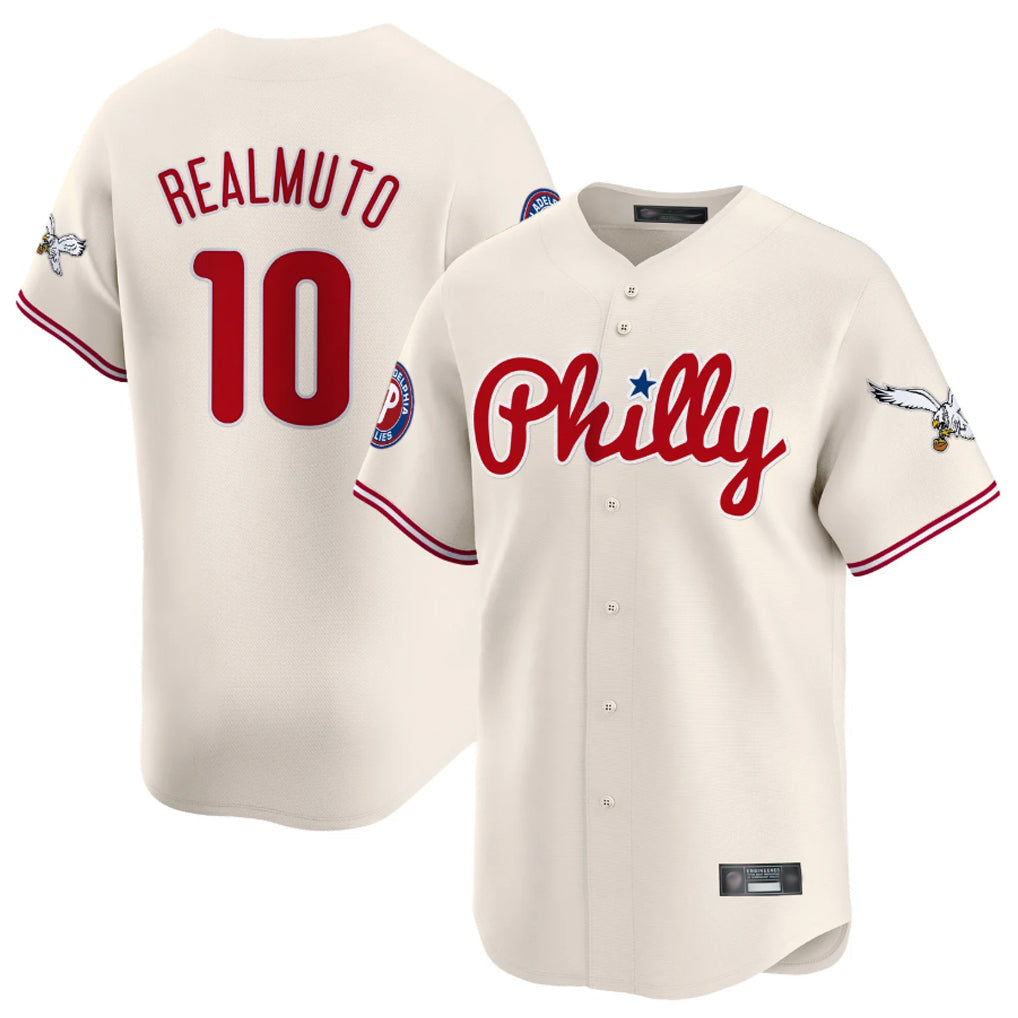P.Phillies #10 J.T. Realmuto Player Cream Phillies & Eagles Vapor Premier Limited Stitched Jerseys