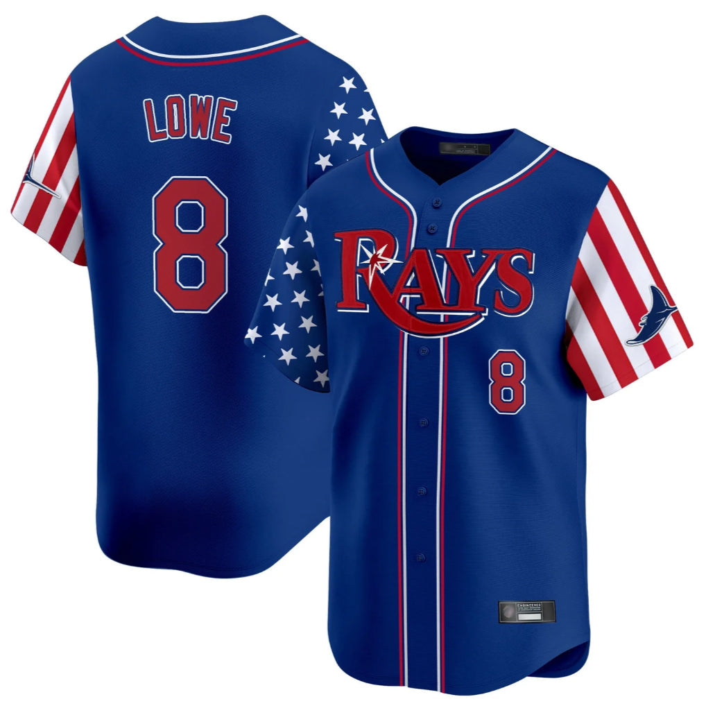 T.Bay Rays #8 Brandon Lowe Player Royal 2025 Independence Day Vapor Premier Limited Gdoa Stitched Jerseys