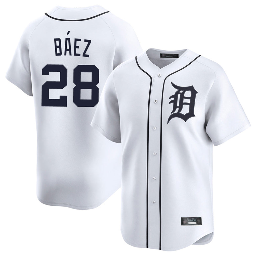 D.Tigers #28 Javier B¨¢ez Player White Home Limited Gdoa Stitched Jerseys