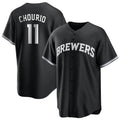M.Brewers #11 Jackson Chourio Player Black Game Home Gdoa Stitched Jerseys