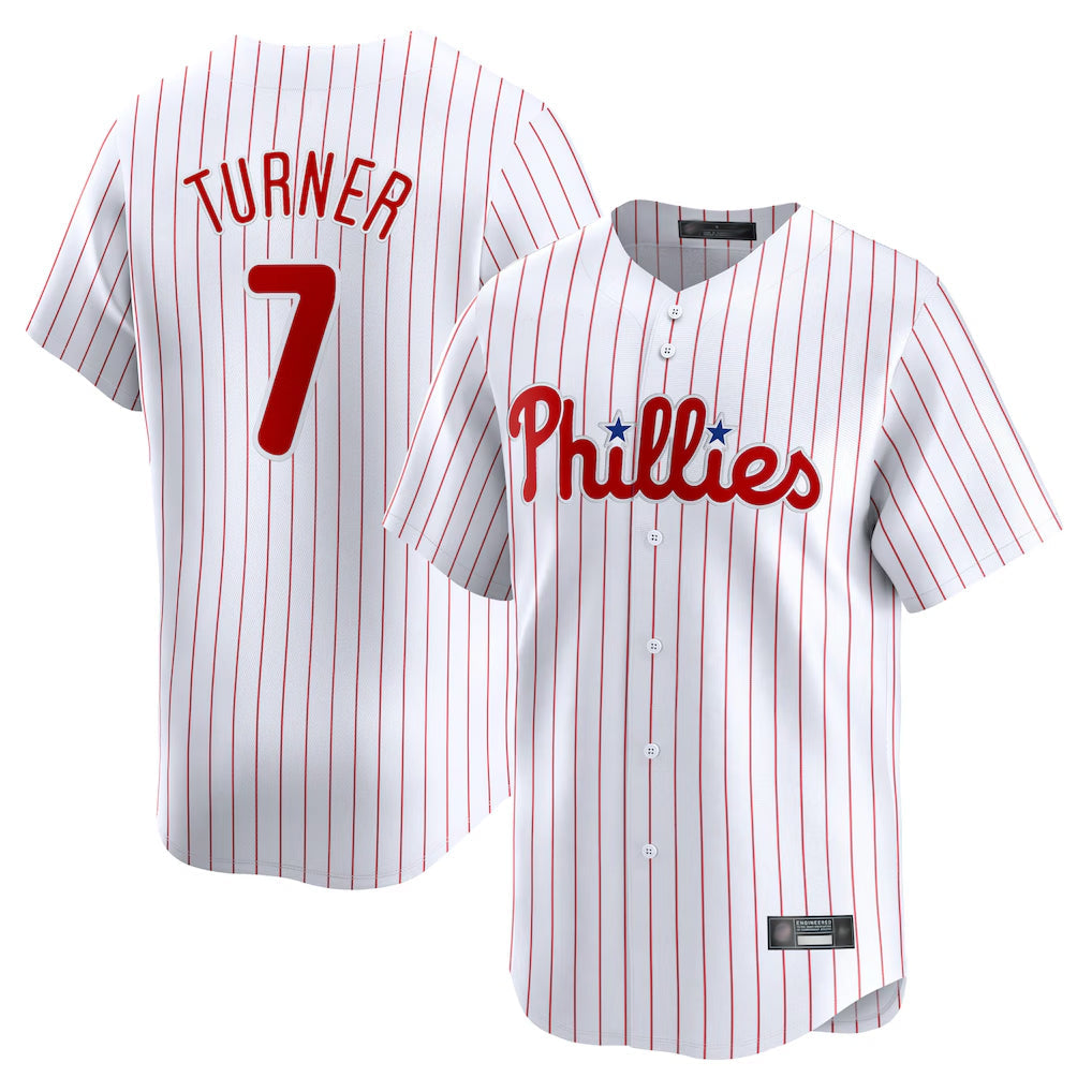 P.Phillies #7 Trea Turner Player White Home Limited Stitched Jerseys