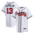A.Braves #13 Ronald Acuna Jr Player White Home Game Gdoa Stitched Jerseys