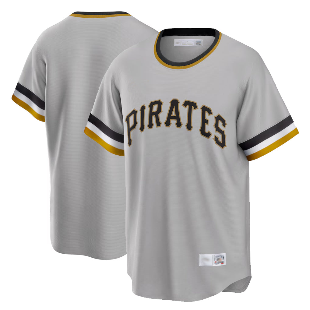 P.Pirates ## Pirates Blank Player Gray Throwback Cooperstown Collection Limited T-shirt Gdoa Stitched Jerseys