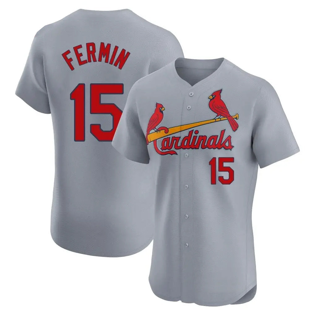 St. Louis Cardinals #15 Jose Fermin Player Gray Home Limited Elite Gdoa Stitched Jerseys