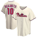 P.Phillies #10 J.T. Realmuto Player Cream Home Game Stitched Jerseys