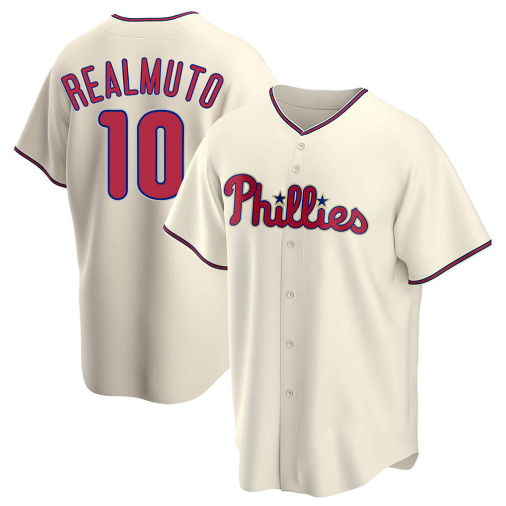 P.Phillies #10 J.T. Realmuto Player Cream Home Game Gdoa Stitched Jerseys