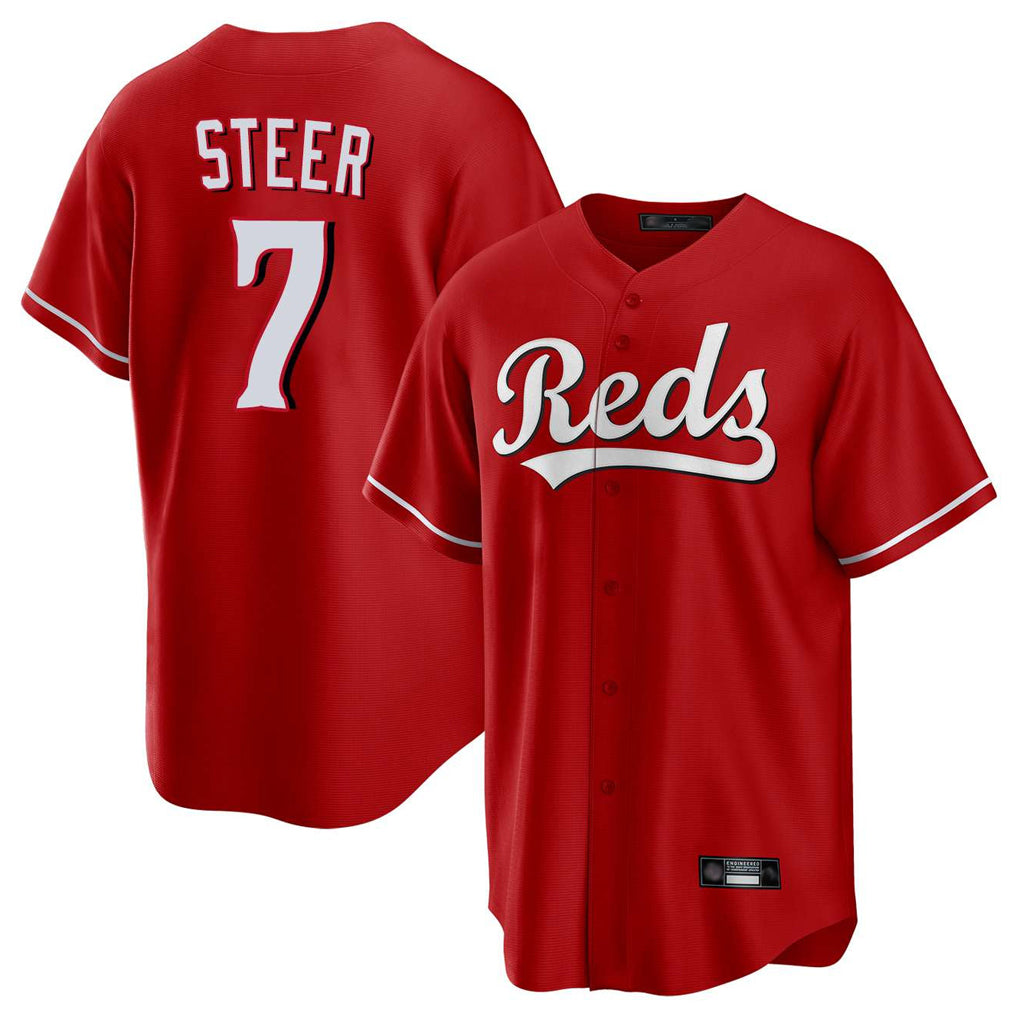 C.Reds #7 Spencer Steer Player Red Home Game Gdoa Stitched Jerseys
