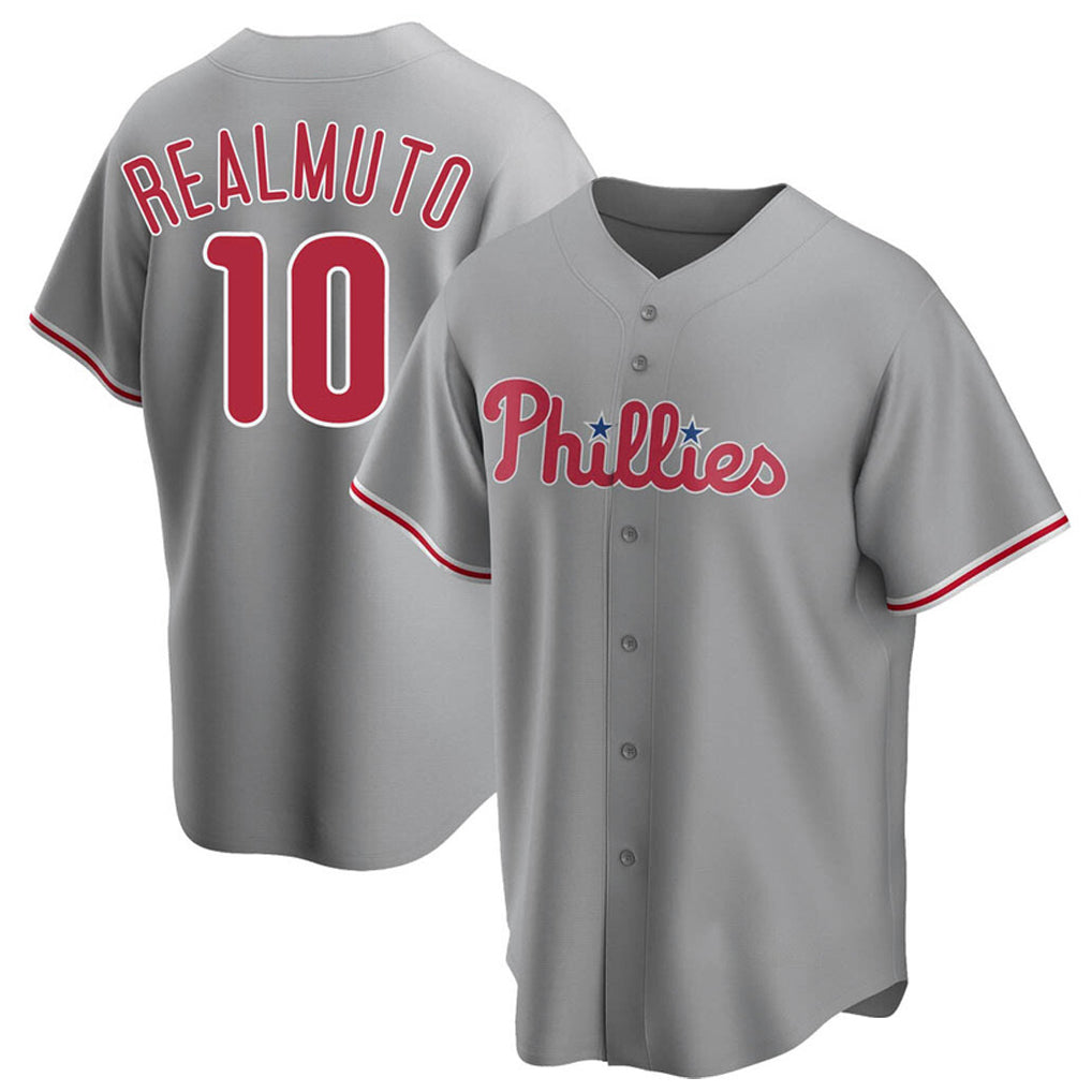 P.Phillies #10 J.T. Realmuto Player Gray Game Stitched Jerseys