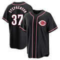 C.Reds #37 Tyler Stephenson Player Black Fashion Out Home Game Gdoa Stitched Jerseys