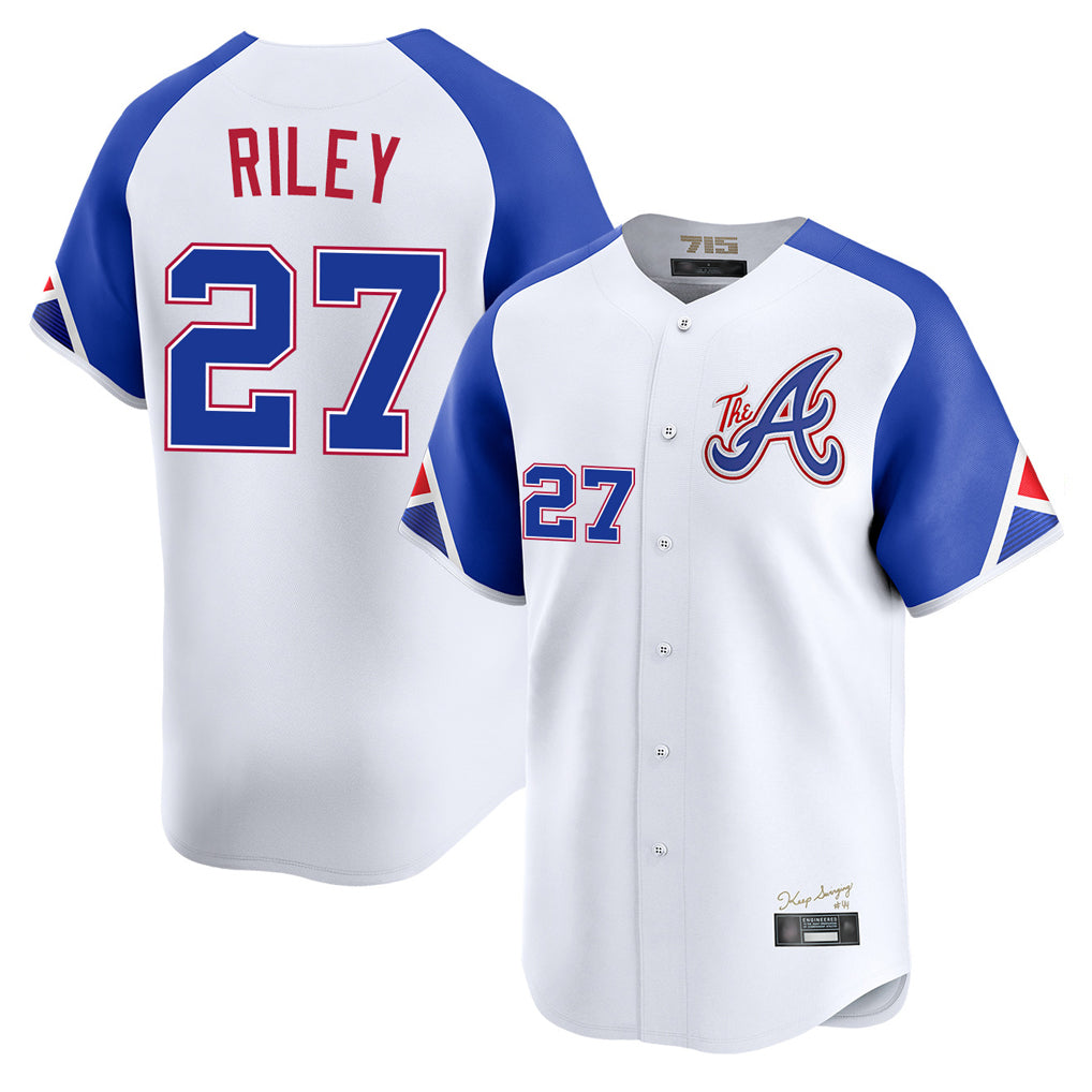 A.Braves #27 Austin Riley Player White City Connect Limited Home Game Gdoa Stitched Jerseys