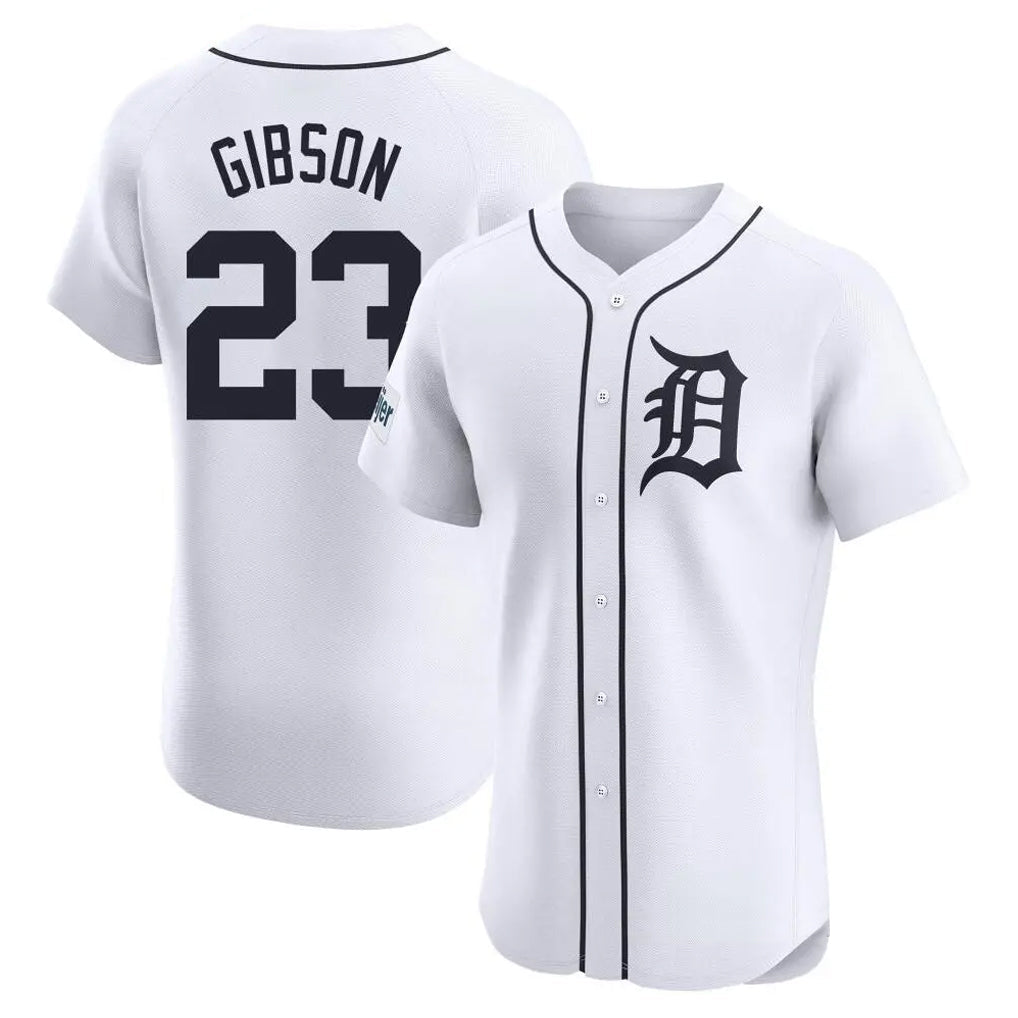 D.Tigers #23 Kirk Gibson Player White Limited Elite Home Gdoa Stitched Jerseys