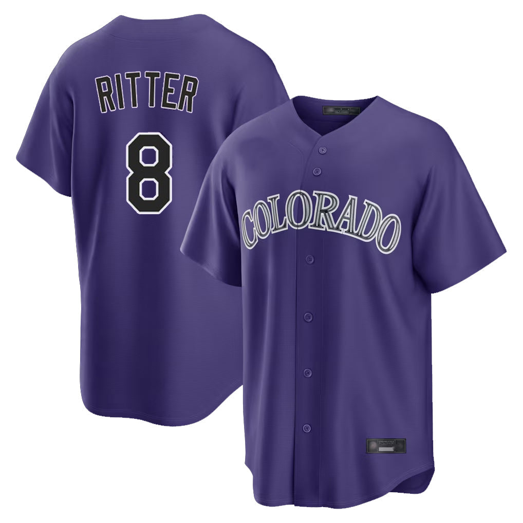 C.Rockies #8 Ryan Ritter Player Purple Game Home Gdoa Stitched Jerseys