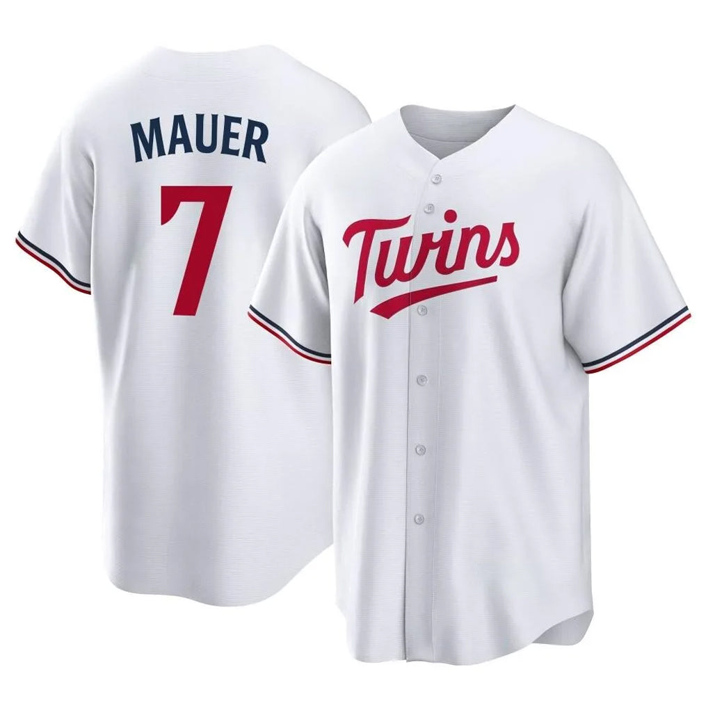 M.Twins #7 Joe Mauer Player White Home Game Gdoa Stitched Jerseys