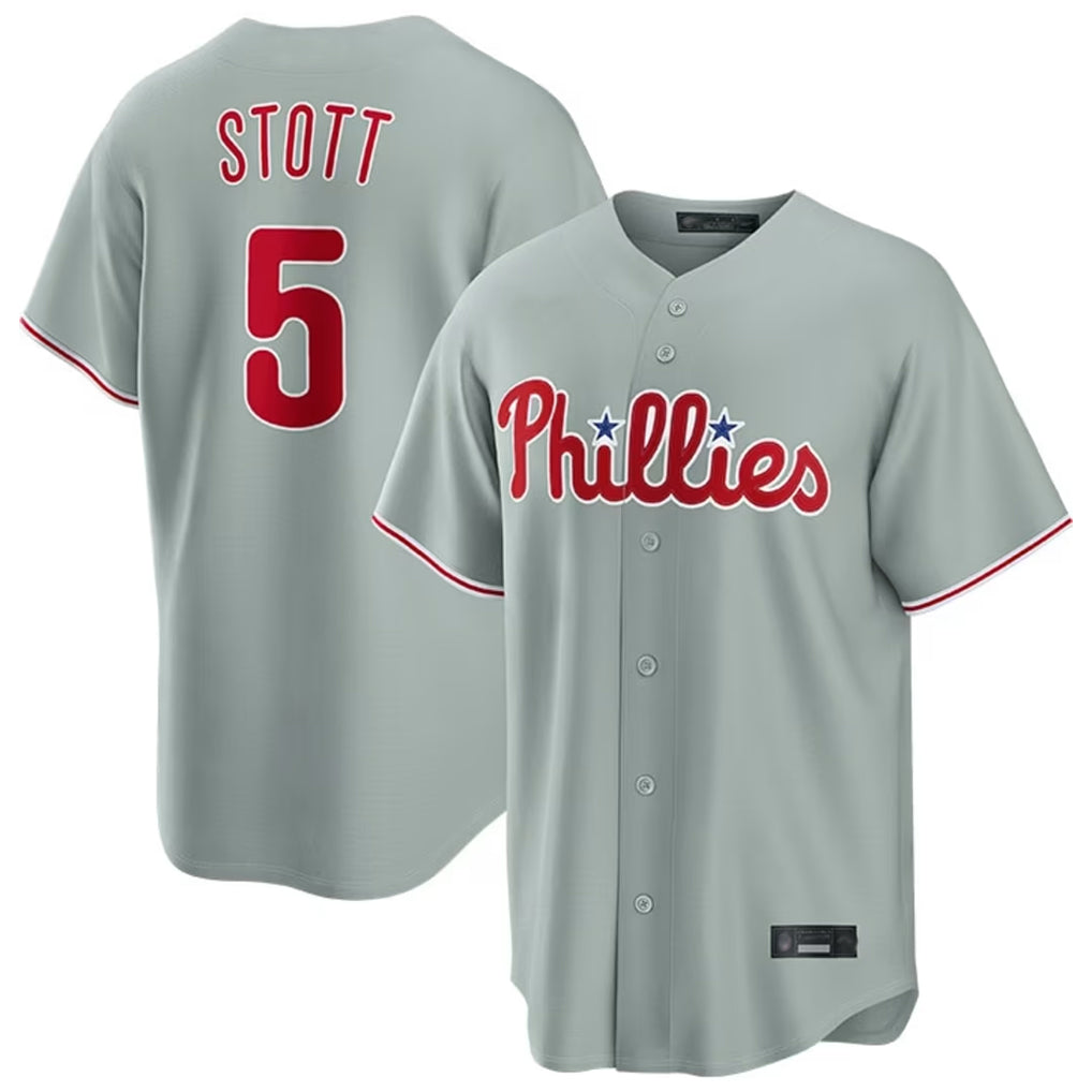 P.Phillies #5 Bryson Stott Player Gray Home Game Gdoa Stitched Jerseys
