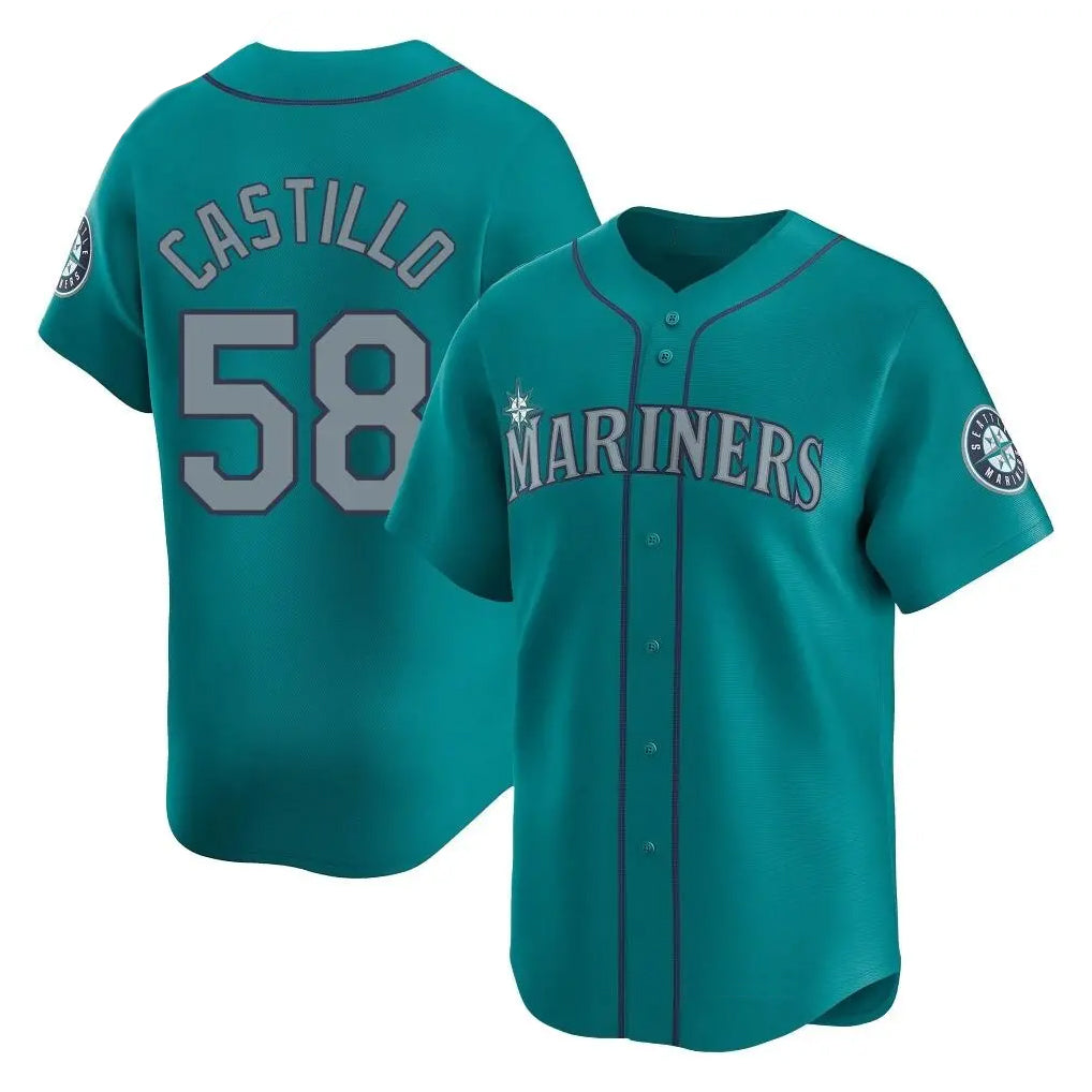 S.Mariners #58 Luis Castillo Player Teal Home Limited Gdoa Stitched Jerseys