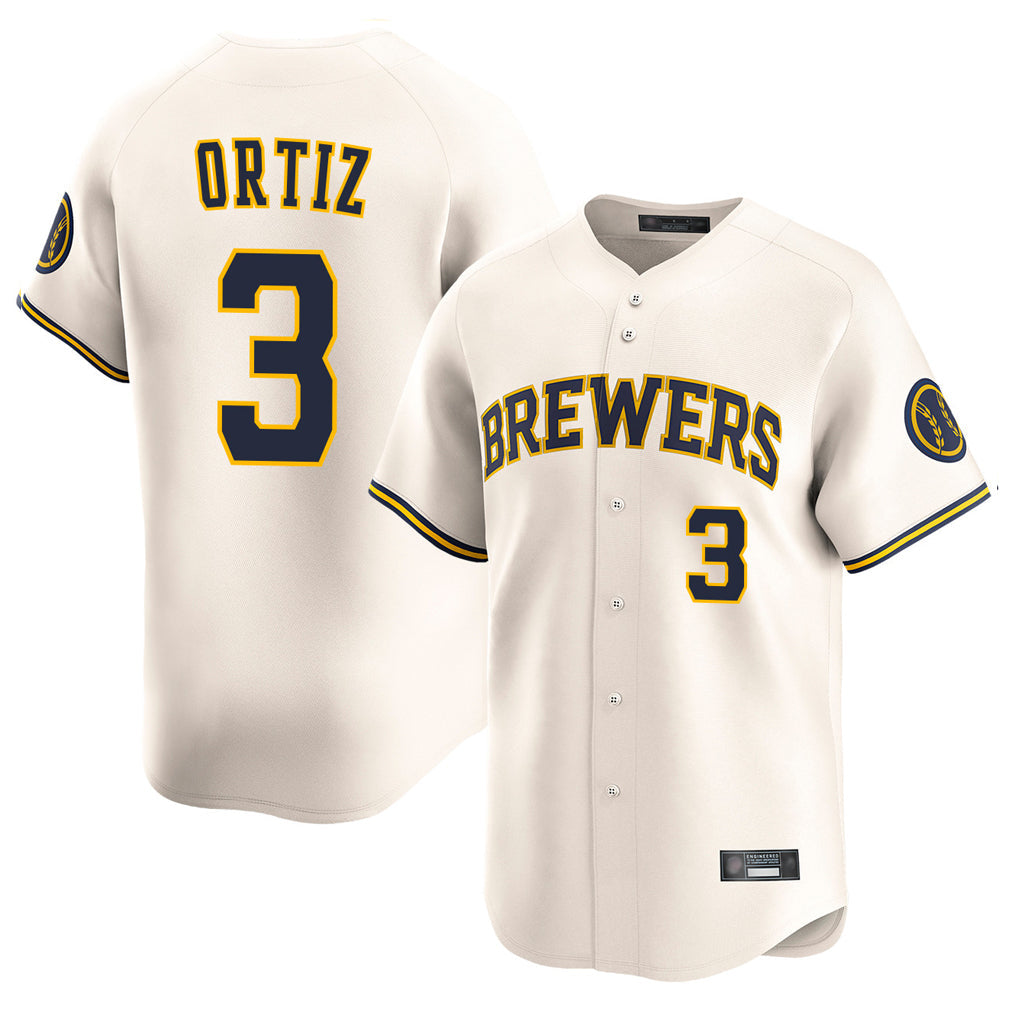 M.Brewers #3 Joey Ortiz Player Cream Home Limited Game Gdoa Stitched Jerseys