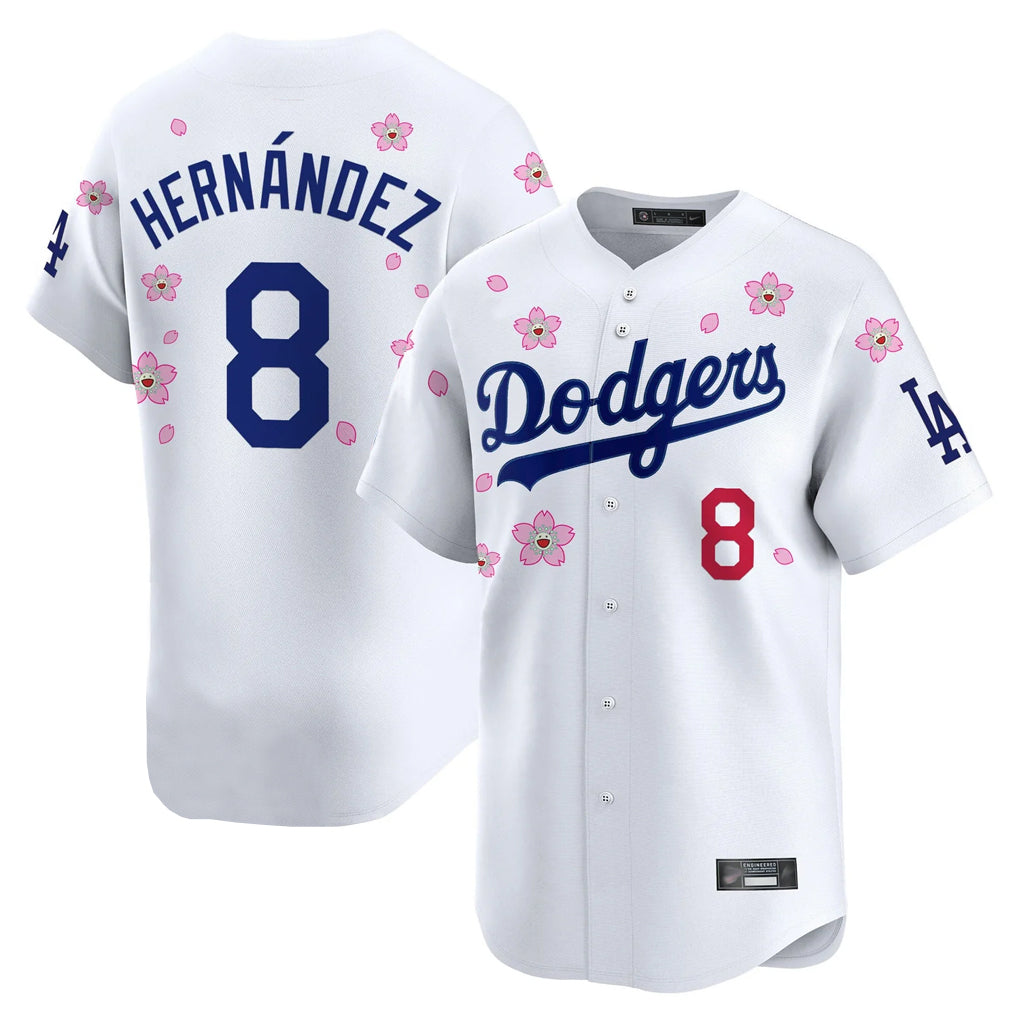LA.Dodgers #8 Enrique Hern¨¢ndez Player White Tokyo Series Vapor Premier Limited Gdoa Stitched Jerseys