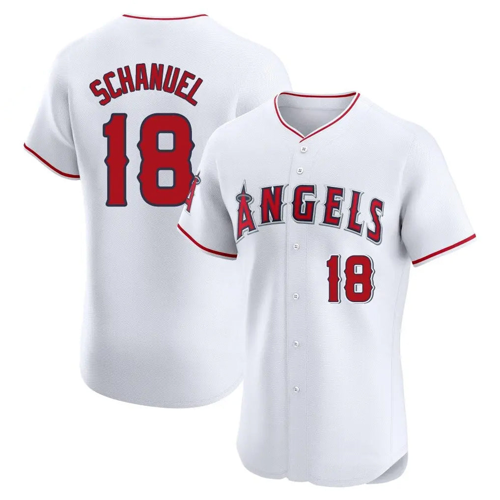 LA.Angels #18 Nolan Schanuel Player White Limited Elite Gdoa Stitched Home Jerseys