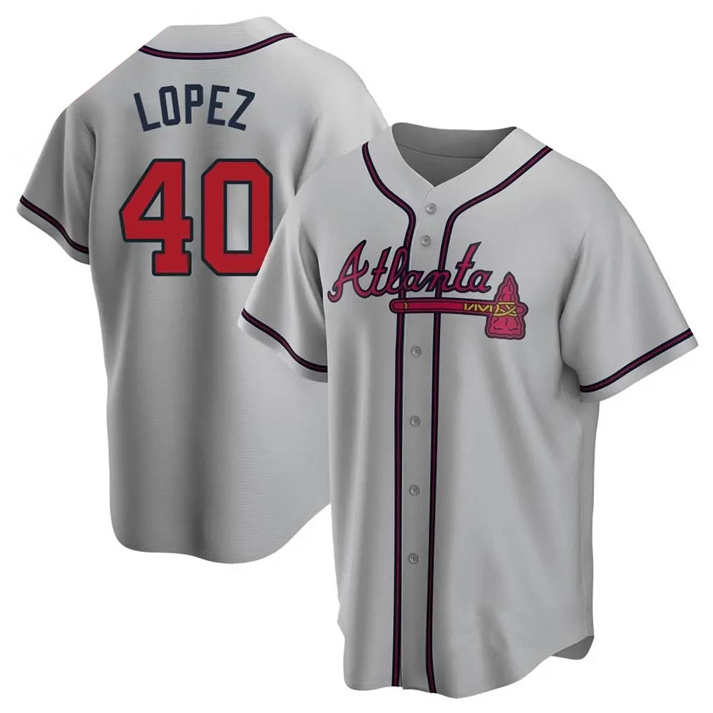 A.Braves #40 Reynaldo Lopez player Gray Replica Road Stitched Jerseys