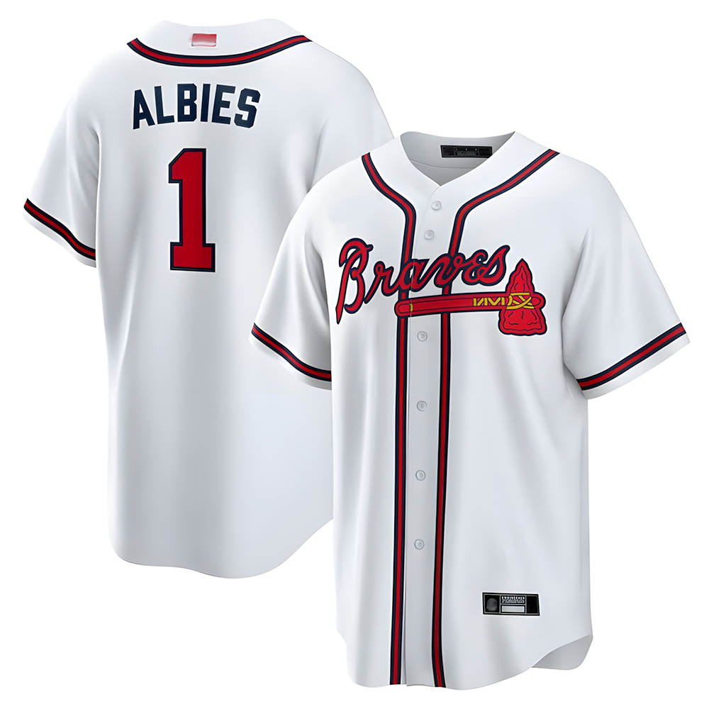 A.Braves #1 Ozzie Albies Player White Alternate Stitched Jerseys