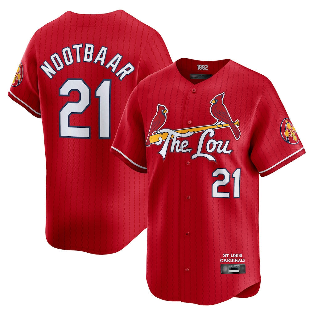 St. Louis Cardinals #21 Lars Nootbaar Player Red City Connect Limited Stitched Jerseys