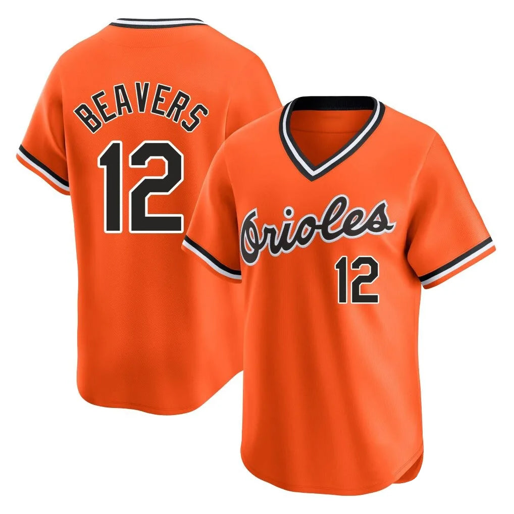 B.Orioles #12 Dylan Beavers Player Orange T-shirt Limited Home Game Gdoa Stitched Jerseys