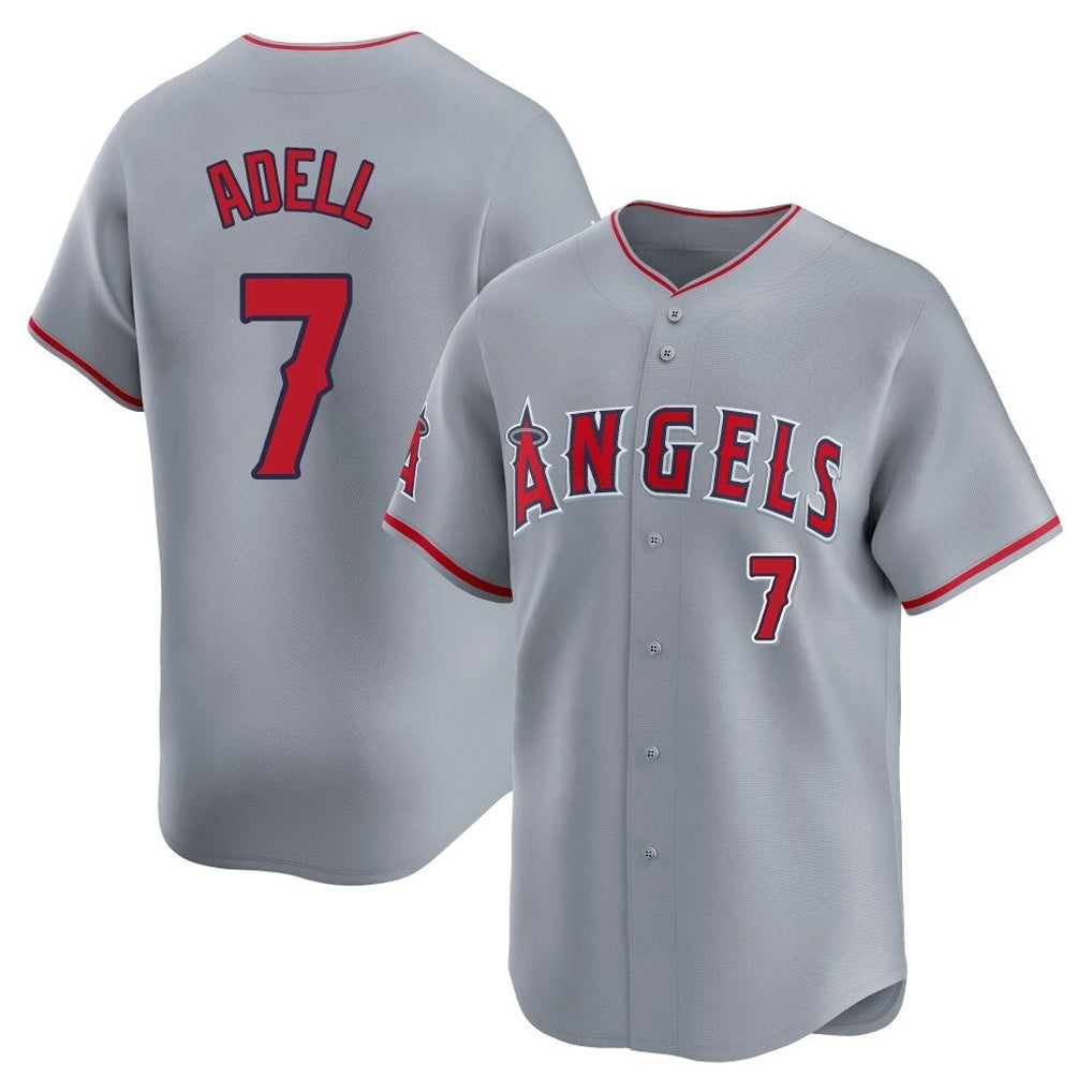 LA.Angels #7 Jo Adell Player Gray Home Limited Gdoa Stitched Jerseys