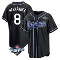 LA.Dodgers #8 Enrique Hern¨¢ndez Player Black World Series Carbon Limited Home Gdoa Stitched Jerseys