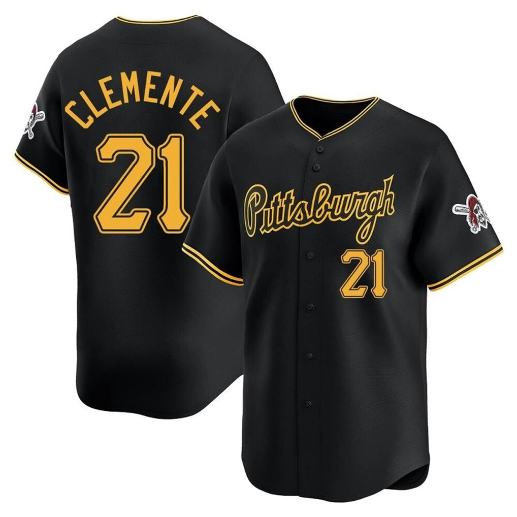 P.Pirates #21 Roberto Clemente Player Black Alt Home Limited Stitched Jerseys