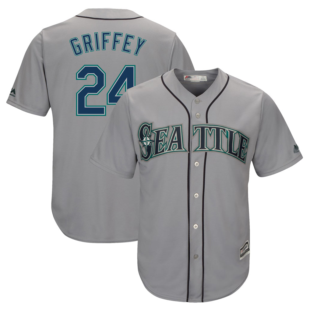 S.Mariners #24 Ken Griffey Jr Player Gray Cool Base Home Game Stitched Jerseys