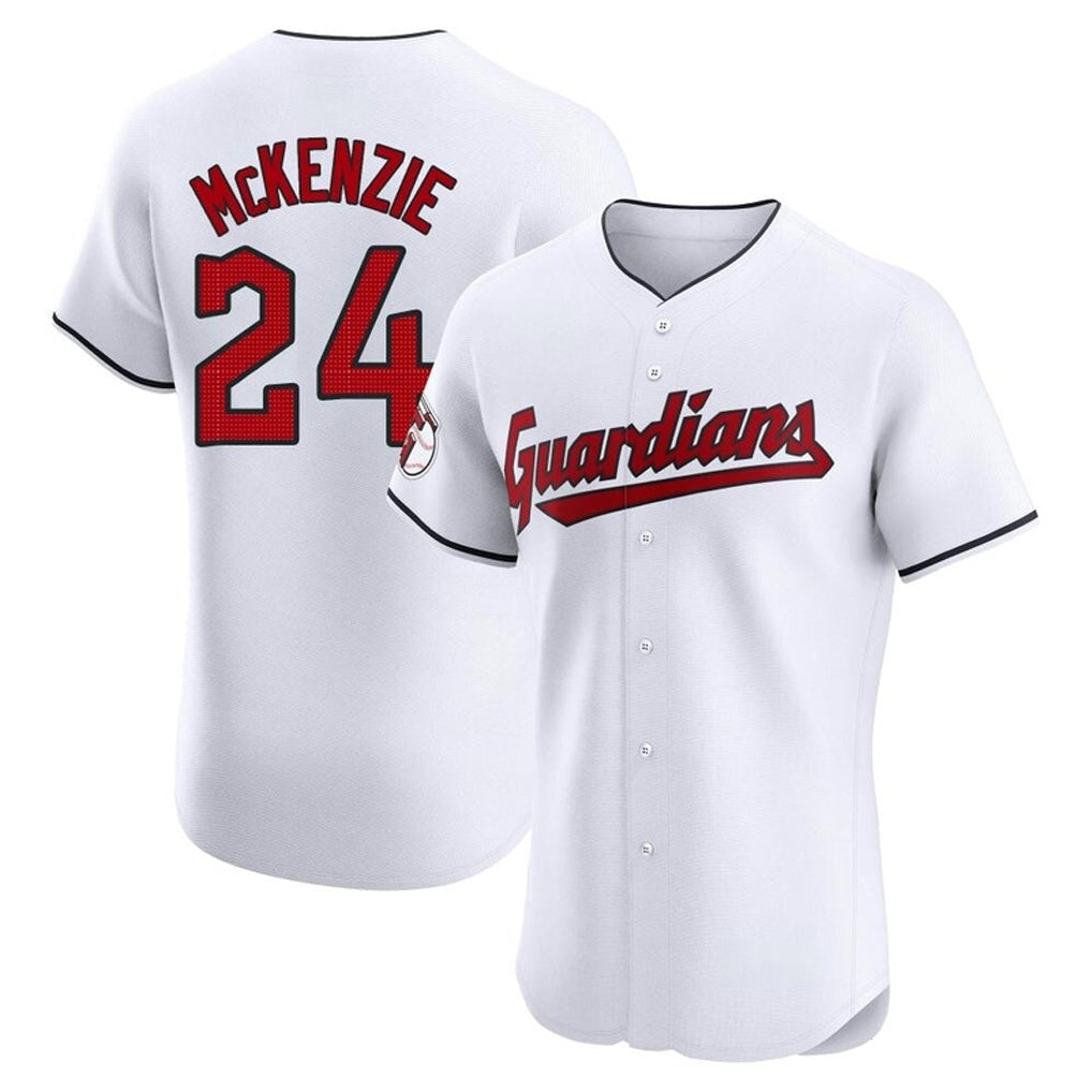 C.Guardians #24 Triston McKenzie Player White Limited Elite Home Gdoa Stitched Jerseys