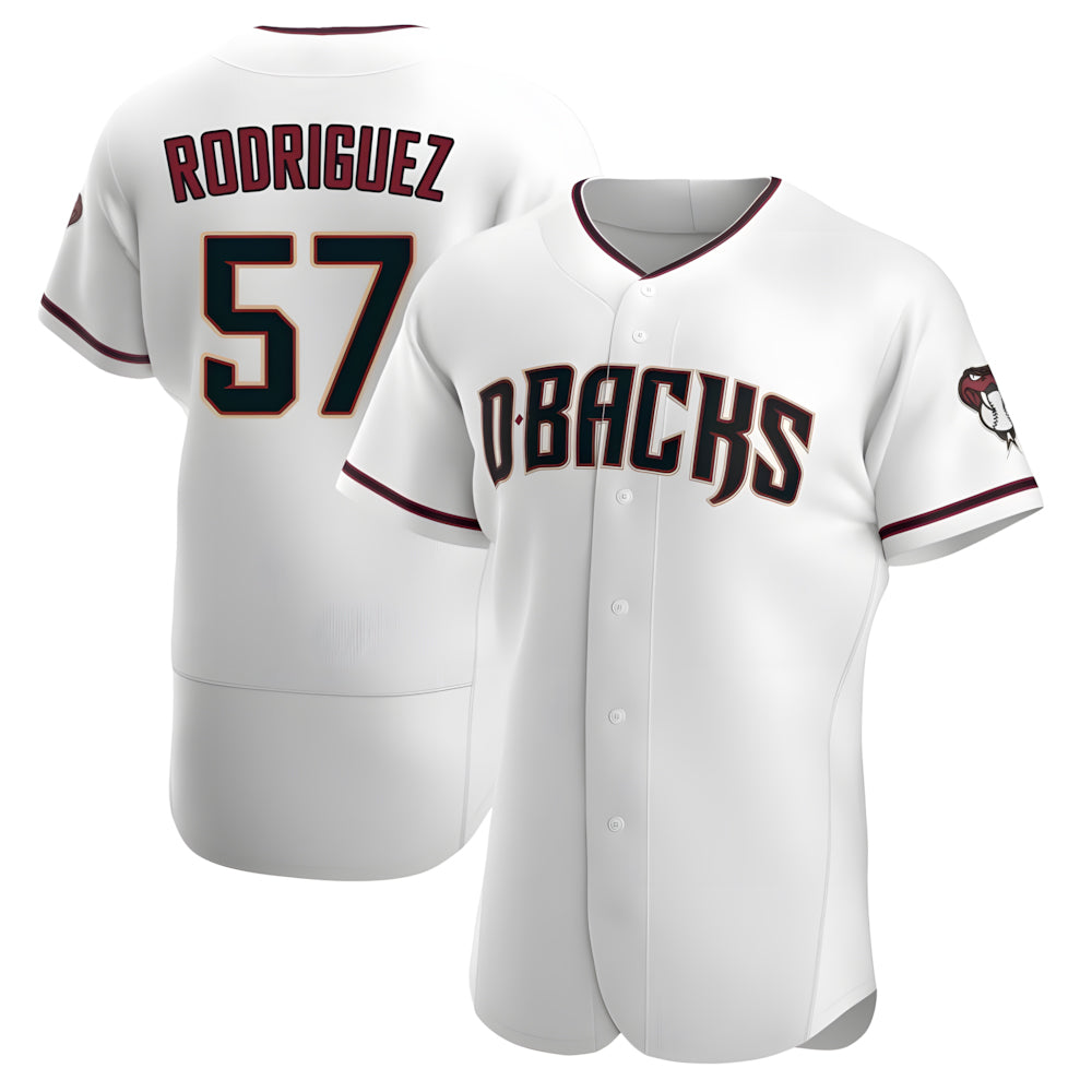 A.Diamondbacks #57 Eduardo Rodriguez Player White Crimson Home Stitched Jersey