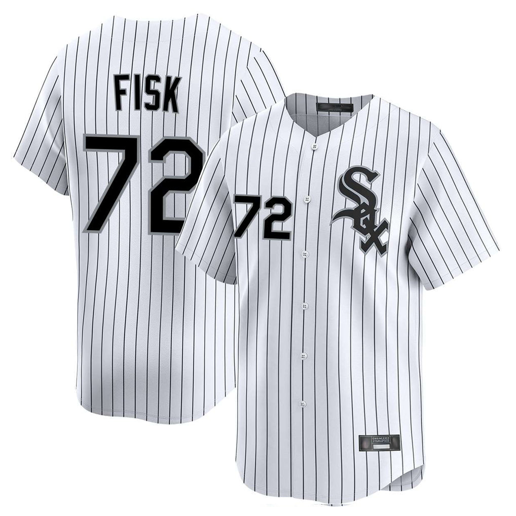 C.White Sox #72 Carlton Fisk Player White Stripe Limited Home Gdoa Stitched Jerseys