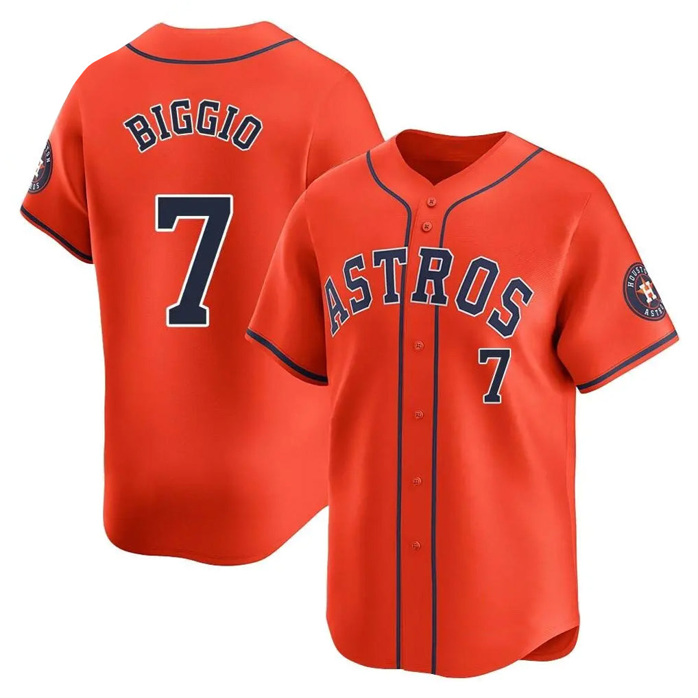 H.Astros #7 Craig Biggio Player Orange Home Limited Gdoa Stitched Jerseys