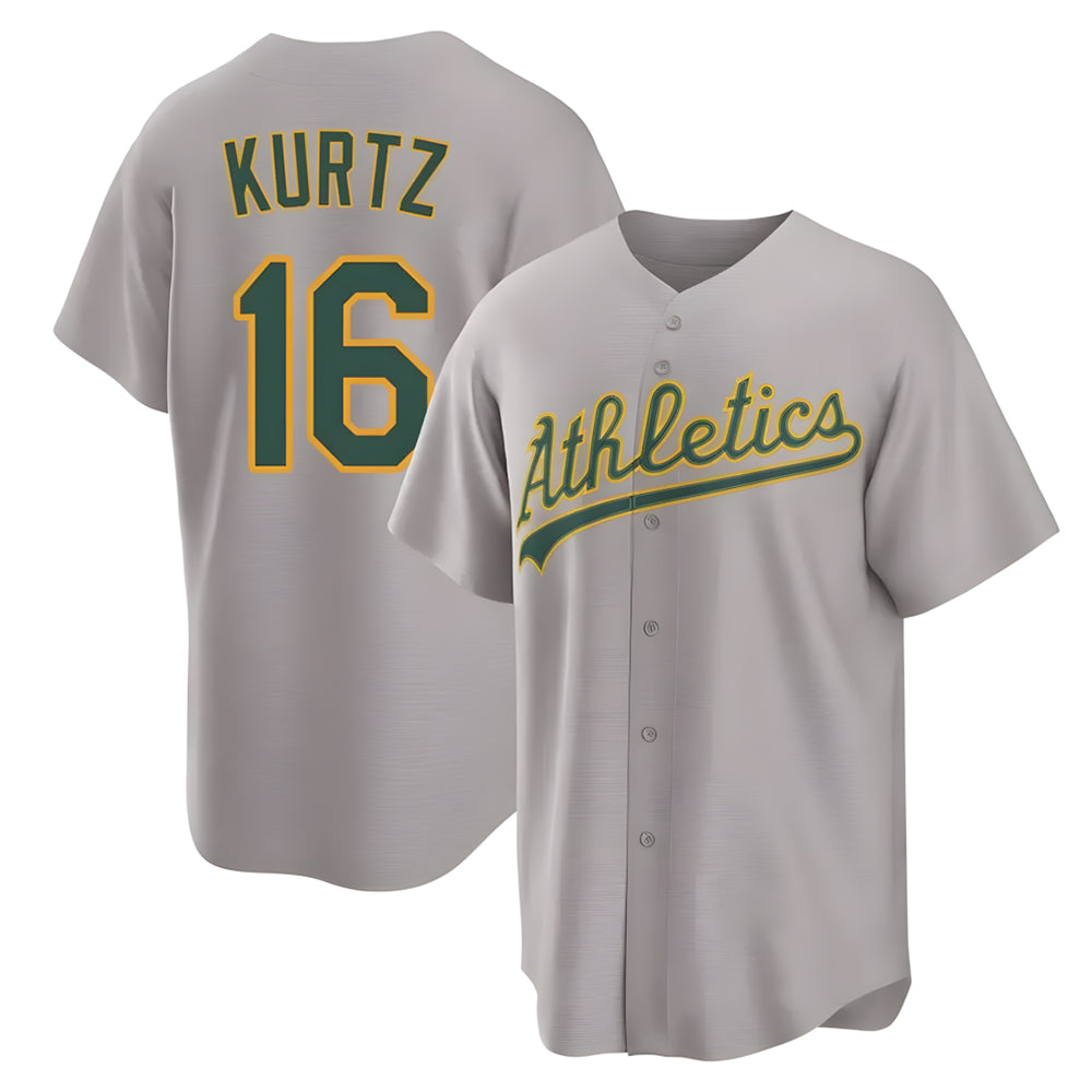 Athletics #16 Nick Kurtz Player Gray Home Game Stitched Jerseys