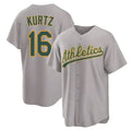 Athletics #16 Nick Kurtz Player Gray Home Game Stitched Jerseys