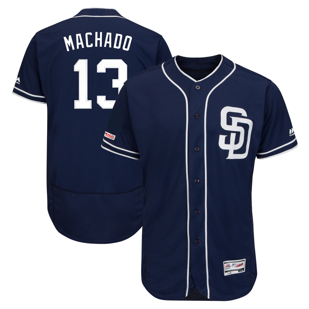 S.Diego Padres #13 Manny Machado Player Navy Majestic Patch Flex Base Game Gdoa Stitched Jerseys