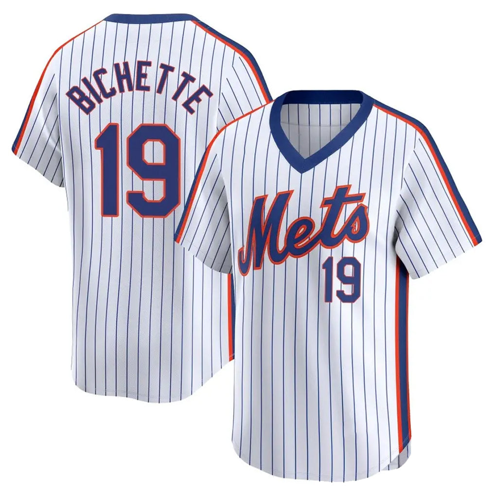 NY.Mets #19 Bo Bichette Player White Cooperstown Collection T-shirt Game Gdoa Stitched Jerseys
