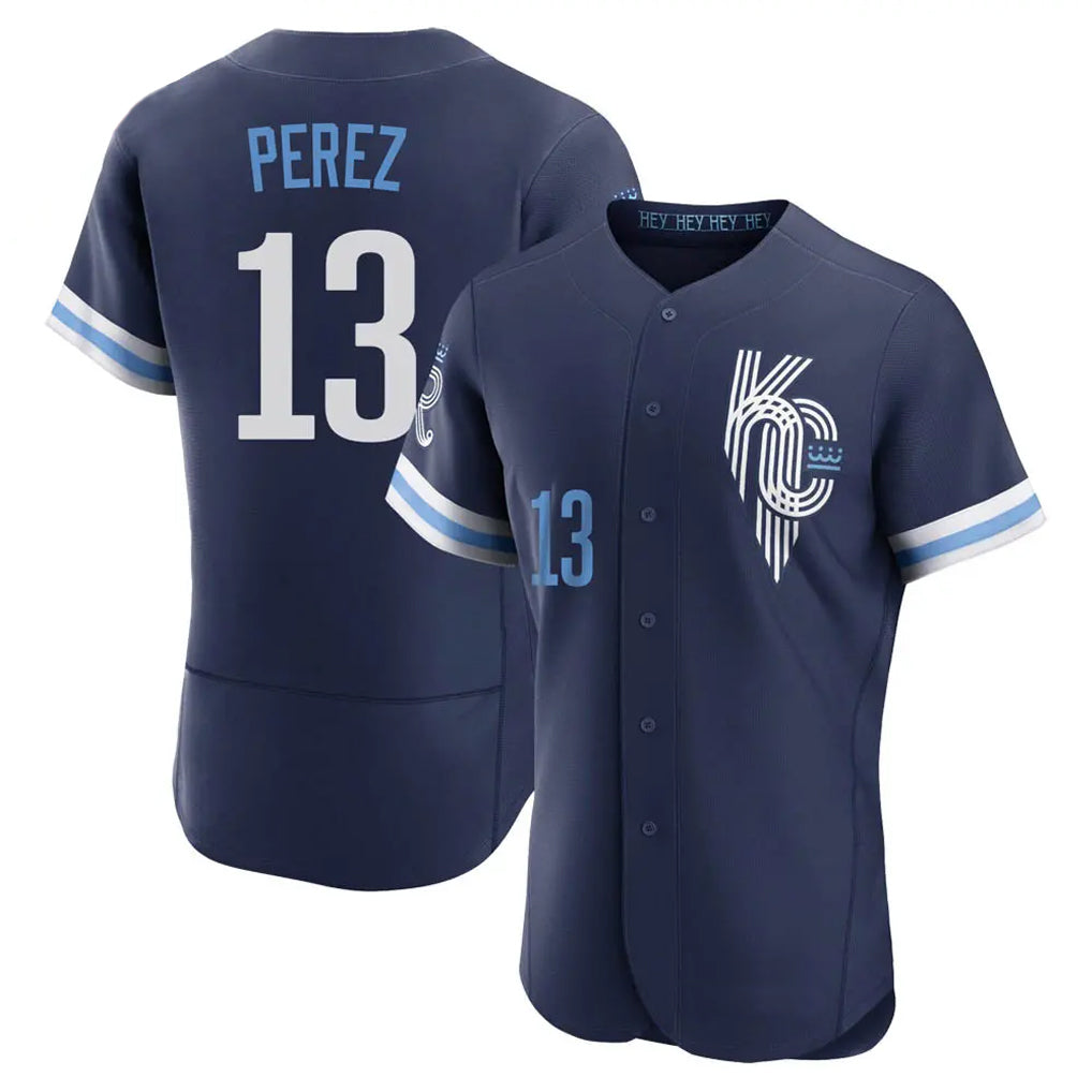 KC.Royals #13 Salvador Perez Player Navy City Connect Limited Elite Home Gdoa Stitched Jerseys