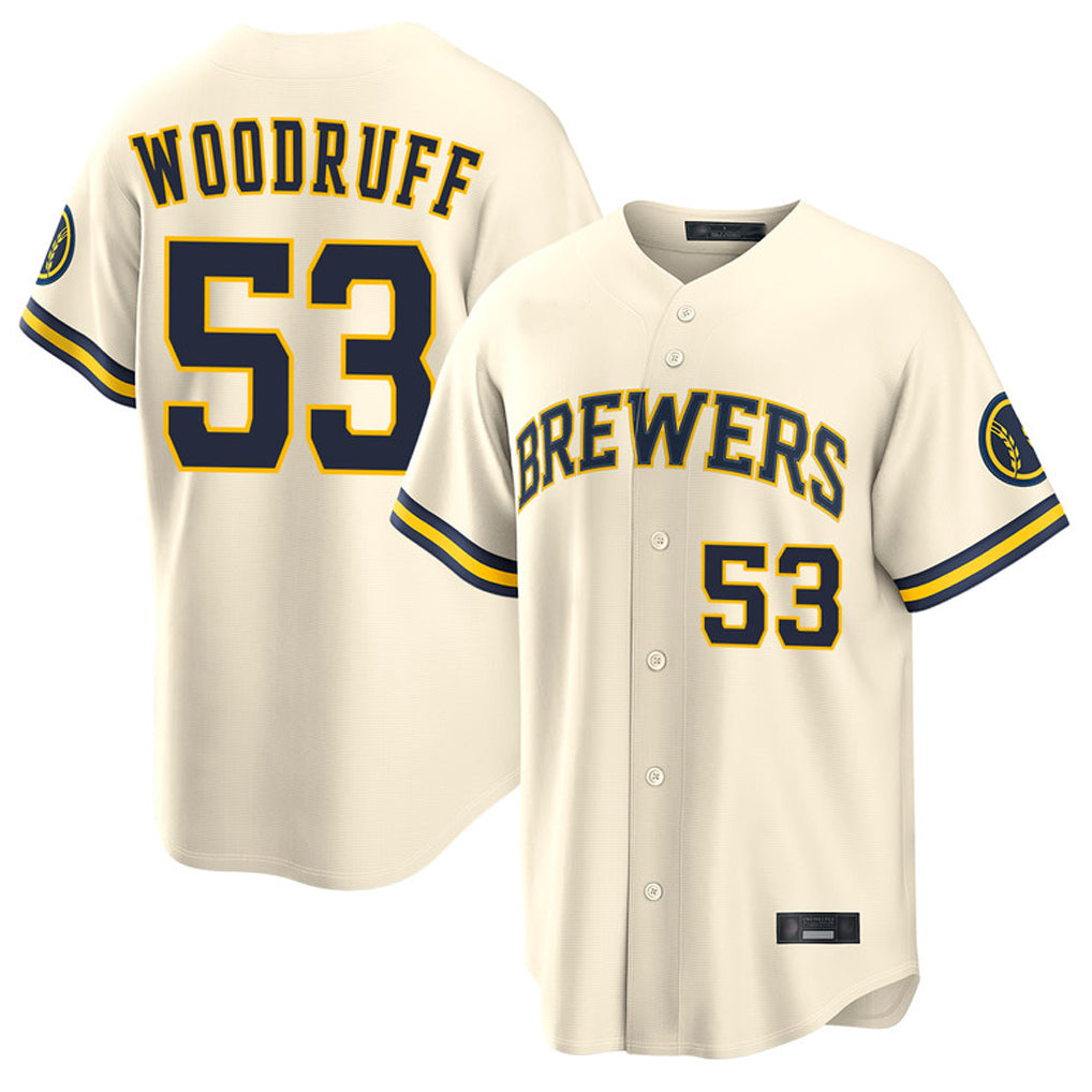 M.Brewers #53 Brandon Woodruff Player Cream Home Limited Gdoa Stitched Jerseys