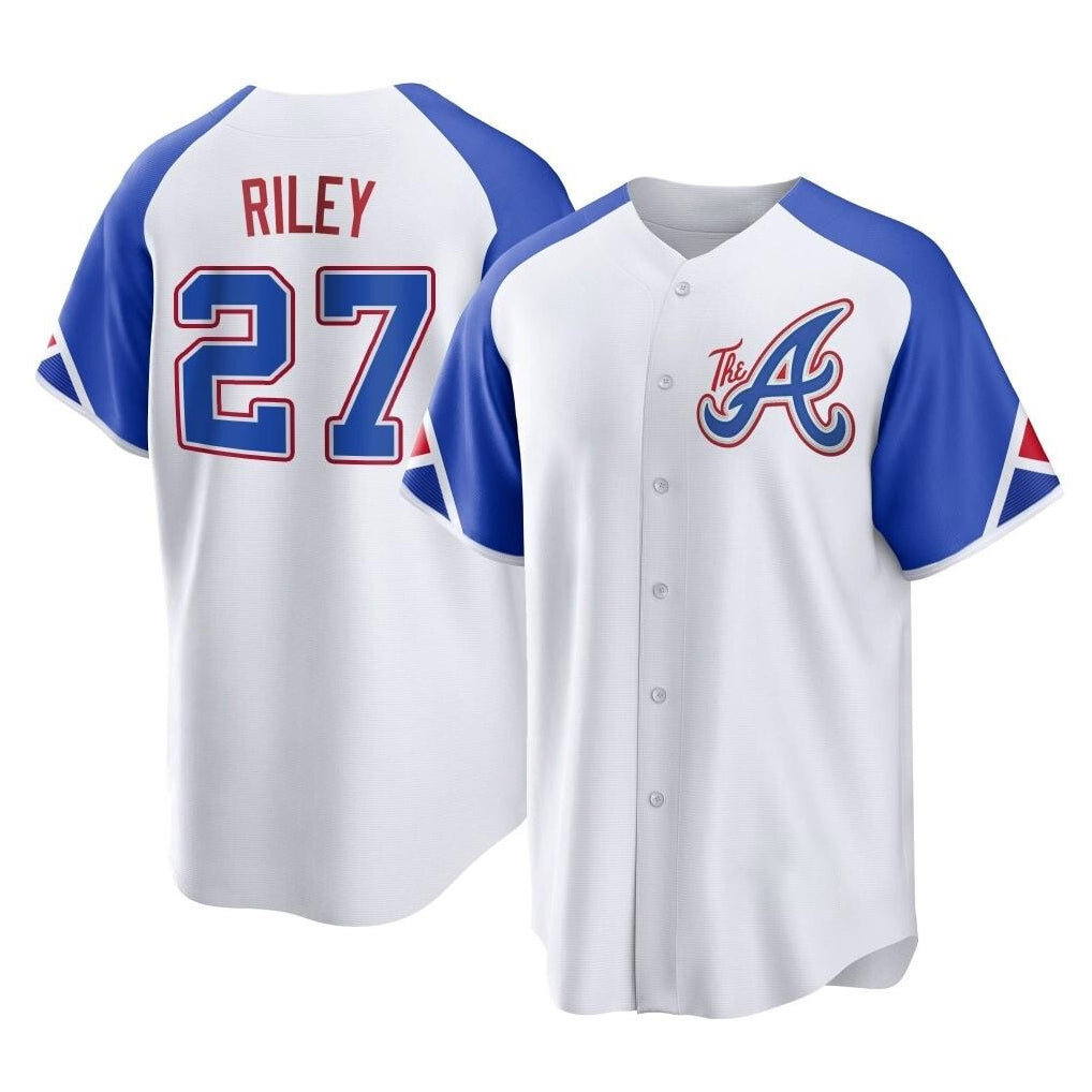 A.Braves #27 Austin Riley Player White City Connect Home Game Gdoa Stitched Jerseys