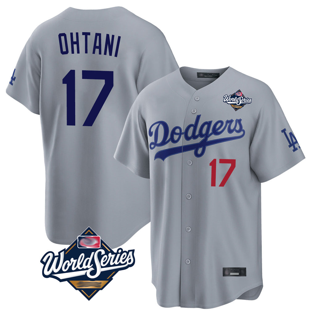 LA.Dodgers #17 Shohei Ohtani Player Gray World Series Game Home Gdoa Stitched Jerseys