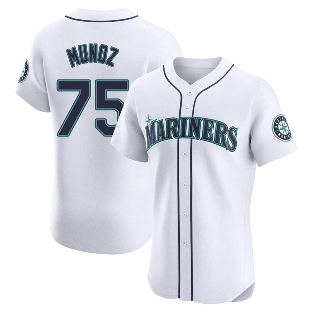 S.Mariners #75 Andres Munoz Player White Home Limited Elite Stitched Jerseys
